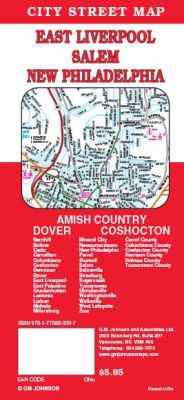 Dover, New Philadelphia, East Liverpool and Coshocton City Street Map, Ohio, America.