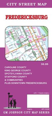 Frederickburg City Street Map, Virginia, America.