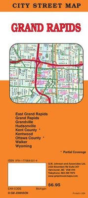 Grand Rapids City Street Map, Michigan, America.