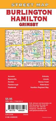 Hamilton, Burlington and Grimsby City Street Map, Ontario, Canada