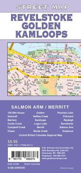 Kamloops, Salmon Arm, Revelstoke, Golden and Merritt, British Columbia Street Map, Canada.