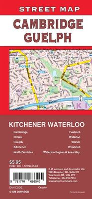 Kitchener, Waterloo, Cambridge and Guelph City Street Map, Ontario, Canada.