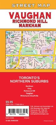 Markham, Vaughan and Richmond Hill City Street Map, Ontario, Canada.