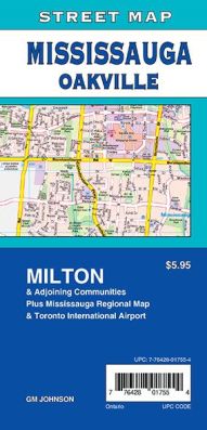 Mississauga, Oakville and Milton City Street Map, Ontario, Canada.