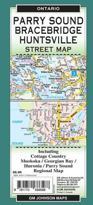 Muskoka, Parry Sound, Bracebridge and Cottage Country City Street Regional Map, Ontario, Canada.