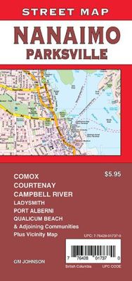 Nanaimo, Parksville, Comox, Courtenay and Campbell River City Street Map, British Columbia, Canada.