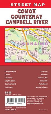 Nanaimo, Parksville, Comox, Courtenay and Campbell River City Street Map, British Columbia, Canada.
