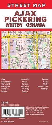 Oshawa, Pickering, Whitby, Ajax, Bowmanville City Street Map, Ontario, Canada.