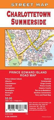 Prince Edward Island, Charlottetown and Summerside Road and Tourist Map, Canada.