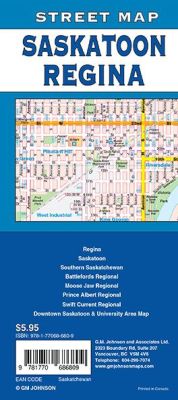 Regina, Saskatoon and Saskatchewan City Street Map, Canada.