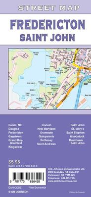 Saint John, Fredericton, St. Stephen and New Brunswick City Street Map, Canada.