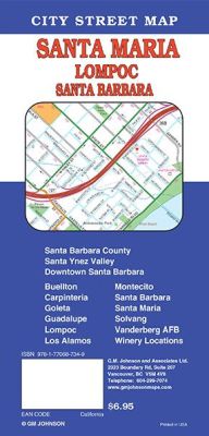Santa Barbara, City street map, California, America.