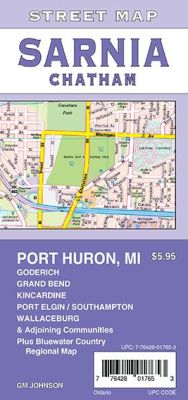 Sarnia, Chatham, Goderich and Port Huron MI City Street Map, Ontario, Canada.