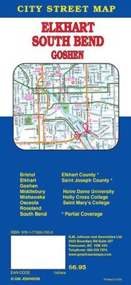 South Bend and Elkhart City Street Map, Indiana, America.