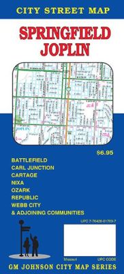 Springfield and Joplin City Street Map, Missouri, America.