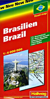 Brazil Road and Shaded Relief Tourist Map.
