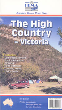 Victoria High Country, Road and Tourist Map, Australia.