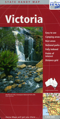 Victoria State, Road and Tourist Map, Australia.