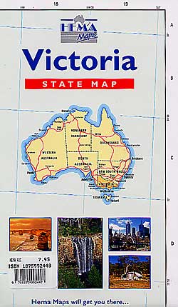 Victoria State, Road and Tourist Map, Australia.