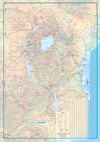 Africa East and Central Tourist Road and Physical Travel Reference Map.