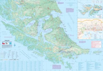 Antarctica & Tierra del Fuego Physical Travel Reference Map.