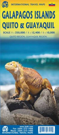 Galapagos Islands, Quito and Guayaquil Travel Reference Map, Ecuador.