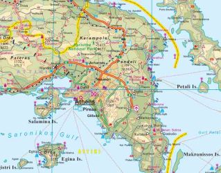 Greece Road and Travel Reference Physical Map.