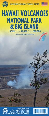 Hawaii Volcanoes NP & Big Island Road and Physical Travel Reference Map, Hawaii State, America.