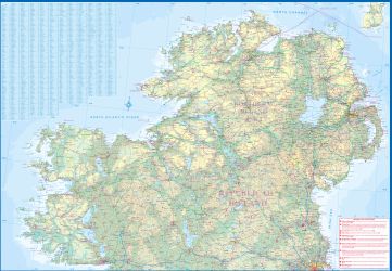 Ireland Road and Physical Travel Reference Map.