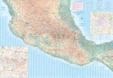 Mexico Pacific Coast and Guadalajara Road and Physical Travel Reference Map, Mexico.