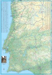 Portugal and Spain Road and Physical Travel Reference Map.