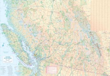 Southern BC and Alberta, Road and Physical Travel Reference Map, British Columbia and Alberta, Canada.