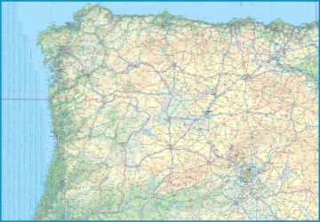 Spain North, Rail and Road Physical and Travel Reference Map. 