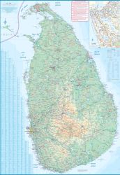 Sri Lanka and India South Road and Physical Travel Reference Map.