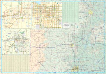 Texas and Oklahoma Road and Physical Travel Reference Map America.