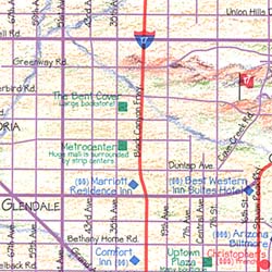 PHOENIX Illustrated Pictorial Guide Map, Arizona, America.