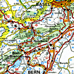 Austria, Germany, and Benelux, Road and Tourist Map.