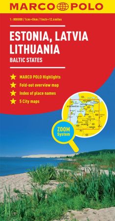 Estonia, Latvia and Lithuania Road and Tourist Map. Marco Polo edition.