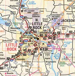 Arkansas Road and Tourist Map, America.
