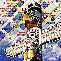 VANCOUVER "Destination" map, British Columbia, Canada.