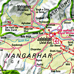 Afghanistan Road and Shaded Relief Tourist Map.