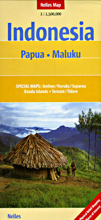 Papua and Maluku Road and Tourist Map, Indonesia.
