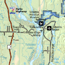 Denali National Park and Preserve, Road and Recreation Map (Mt.