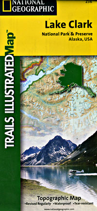 Lake Clark National Park, Road and Recreation Map, Alaska, America.