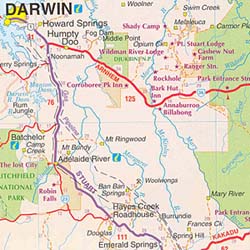 Northern Territory, Road and Tourist Map, Australia.