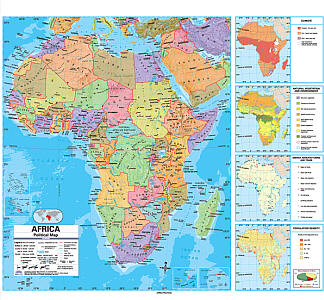 Africa Advanced Political "Classroom" WALL Map On Roller with Back Board.
