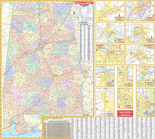 Alabama WALL Map.